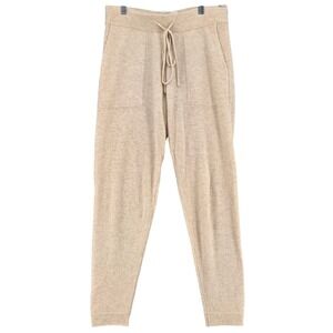 Brochu Walker Women Small Luxe 100% Cashmere Jogger Pants Beige Lounge Pockets